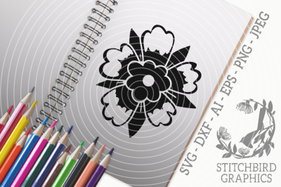 Spring Flower 2 SVG, Silhouette Studio, Cricut, Eps, Dxf