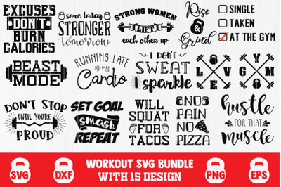 Fitness SVG Bundle, Workout Quotes, Gym Quotes
