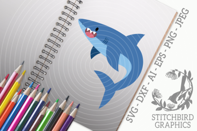 Blue Shark SVG, Silhouette Studio, Cricut, Eps, Dxf, AI