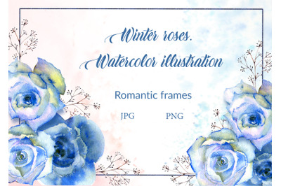 Blue rose. Watercolor illustration