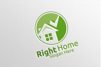 Real Estate Vector Logo Design with Home and Check Logo