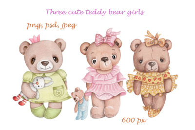 Three cute Teddy bear Girls