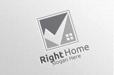 Real Estate Vector Logo Design with Home and Check Logo 3