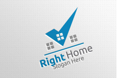 Real Estate Vector Logo Design with Home and Check Logo 4