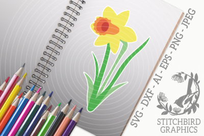 Daffodil SVG, Silhouette Studio, Cricut, Eps, Dxf, AI, PNG