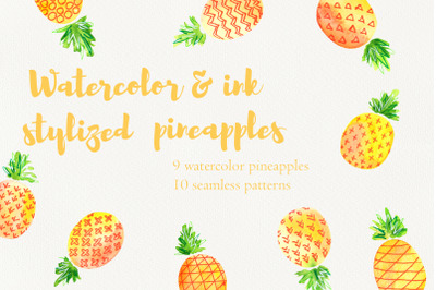 Watercolor pineapples