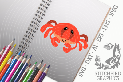 Crab SVG, Silhouette Studio, Cricut, Eps, Dxf, AI, PNG