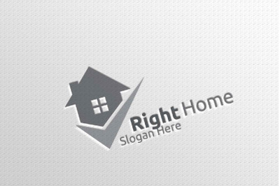 Real Estate Vector Logo Design with Home and Check Logo 7