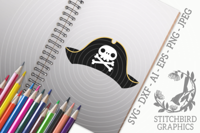 Pirate Hat SVG, Silhouette Studio, Cricut, Eps, Dxf, AI, PNG