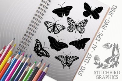 Butterfly Bundle SVG, Silhouette Studio, Cricut, Eps, Dxf