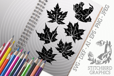 Maple Leaves SVG, Silhouette Studio, Cricut, Eps, Dxf, AI