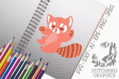 Cute Red Panda Baby SVG, Silhouette Studio, Cricut, Eps, Dxf, AI, PNG