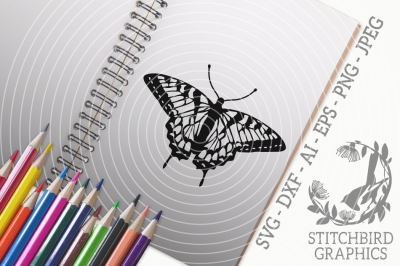 Swallowtail Butterfly SVG, Silhouette Studio, Cricut, Eps, Dxf, AI