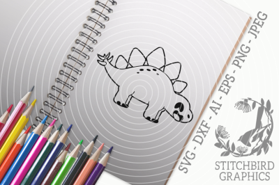 Cute Stegosaurus SVG, Silhouette Studio, Cricut, Eps, Dxf, AI, PNG