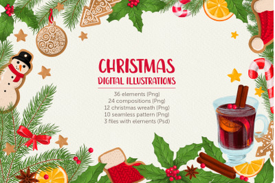 Christmas Digital Illustration Set