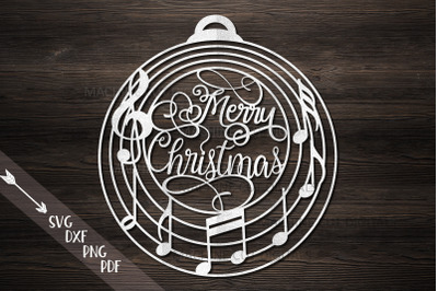 Christmas ornament bauble ball with music notes svg cut file