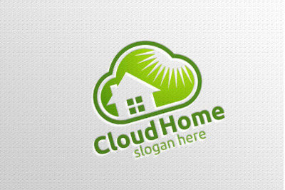 Real estate Logo with home and cloud, hosting