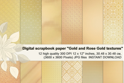 Gold and rose gold digital foil textures.