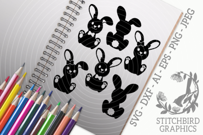 Easter Bunnies SVG, Silhouette Studio, Cricut, Eps, Dxf, PNG