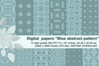 Blue abstract patterns, gentle digital paper.
