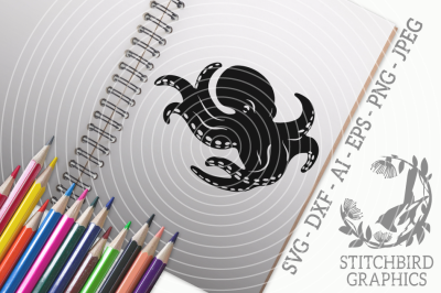 Octopus 2 SVG, Silhouette Studio, Cricut, Eps, Dxf, AI, PNG, JPEG