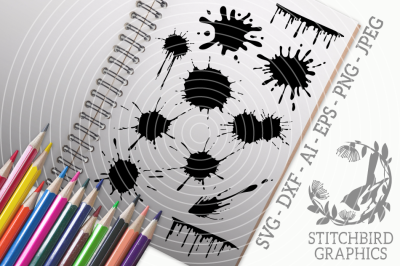 Splatters Bundle SVG, Silhouette Studio, Cricut, Eps, Jpeg