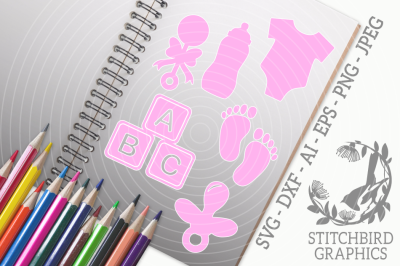 Baby Shower Pink SVG, Silhouette Studio, Cricut, Eps, Jpeg