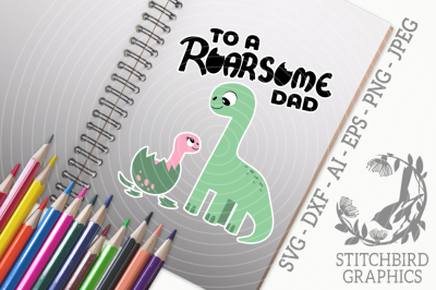Roarsome Dad Daughter SVG, Silhouette Studio, Cricut, Eps, Dxf, AI