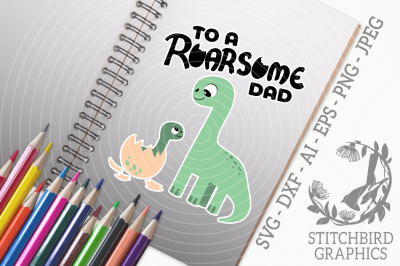 Roarsome Dad Son SVG, Silhouette Studio, Cricut, Eps, Dxf, AI