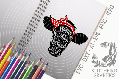 Home Is Where The Herd Is SVG, Silhouette Studio, Cricut, Eps, Dxf, AI