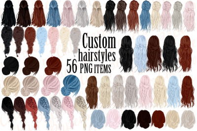 Custom Hairstyles Clipart,Hair clipart,Girls hairstyles