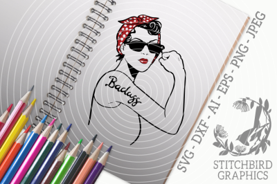 Rosie the Riveter Badass Bandana Sunglasses SVG, Silhouette Studio