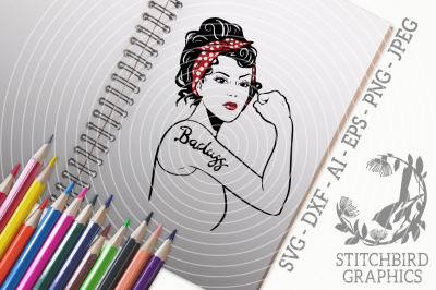Rosie the Riveter Badass Bandana SVG, Silhouette Studio, Cricut