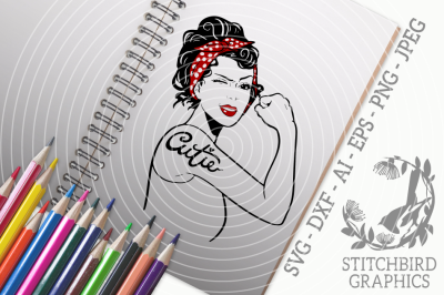 Rosie the Riveter Cutie Wink Bandana SVG, Silhouette Studio, Cricut