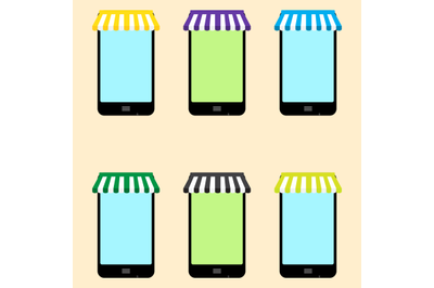 Mobile store set vector