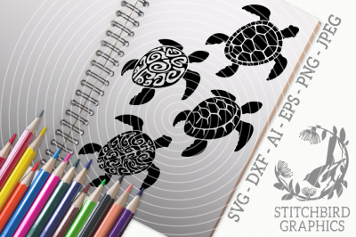 Turtle Bundle SVG, Silhouette Studio, Cricut, Eps, Jpeg, Ai