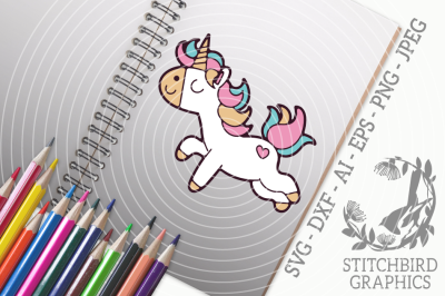 Cute Unicorn Doodle SVG, Silhouette Studio, Cricut, Eps, Dxf, AI, PNG