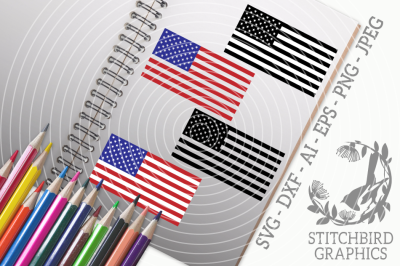 American Flag Bundle SVG, Silhouette Studio, Cricut, Dxf, Ai