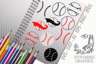 Baseball Ball Bundle SVG, Silhouette Studio, Cricut, Eps, Ai