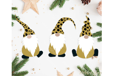 Christmas Gnome svg, Leopard print