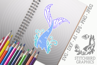 Mermaid Tail Splash SVG, Silhouette Studio, Cricut, Eps, Dxf, AI, PNG