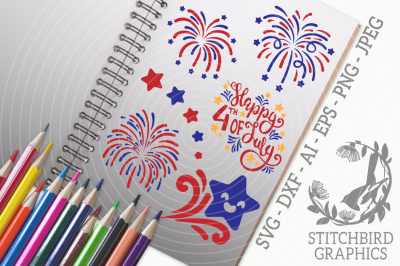 Independence Day Fireworks SVG, Silhouette Studio, Cricut