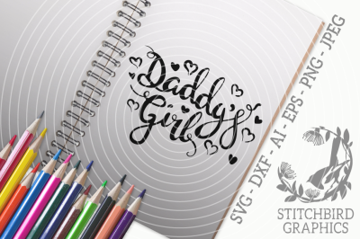 Daddy&#039;s Girl SVG, Silhouette Studio, Cricut, Eps, Dxf, AI, PNG, JPEG