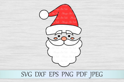 Santa claus svg file, Christmas Santa face SVG