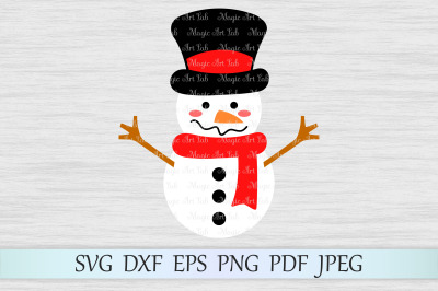 Cute Snowman svg, Christmas cut file, Snowman Clipart