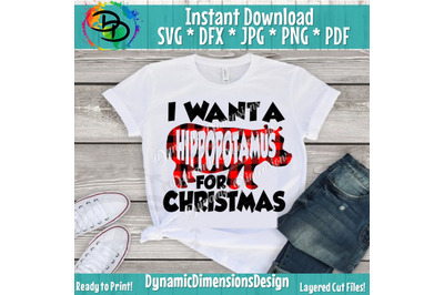 I Want a Hippopotamus for Christmas, Hippopotamus SVG, Hippo svg, vin