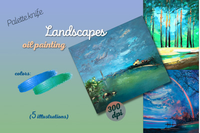 Oil Painting Landscapes Blue Green Colors