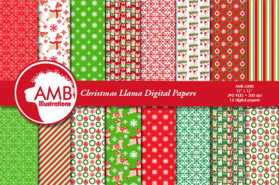 Christmas Llama Digital papers AMB-2695