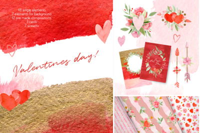 Valentines Day Watercolor Clipart