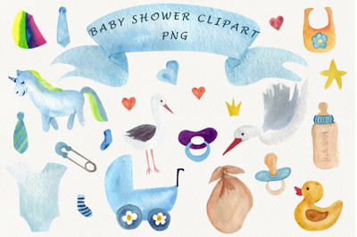 Watercolor baby shower clipart